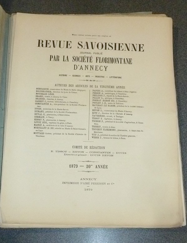 Revue Savoisienne, 1879, 20ème année