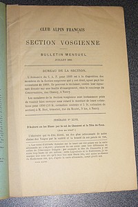 Club Alpin Français. Bulletin de la Section Vosgienne, neuvième année, n° 6, juillet 1890