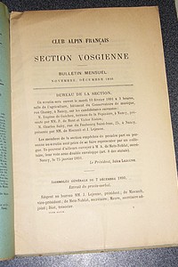 Club Alpin Français. Bulletin de la Section Vosgienne, neuvième année, n° 8, novembre-décembre 1890