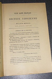 Club Alpin Français. Bulletin de la Section Vosgienne, douzième année, n° 5, juin-juillet-août 1893