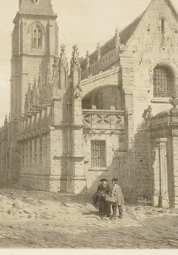 Abbaye aux Dames et Église St Gilles à Caen (lithographie)