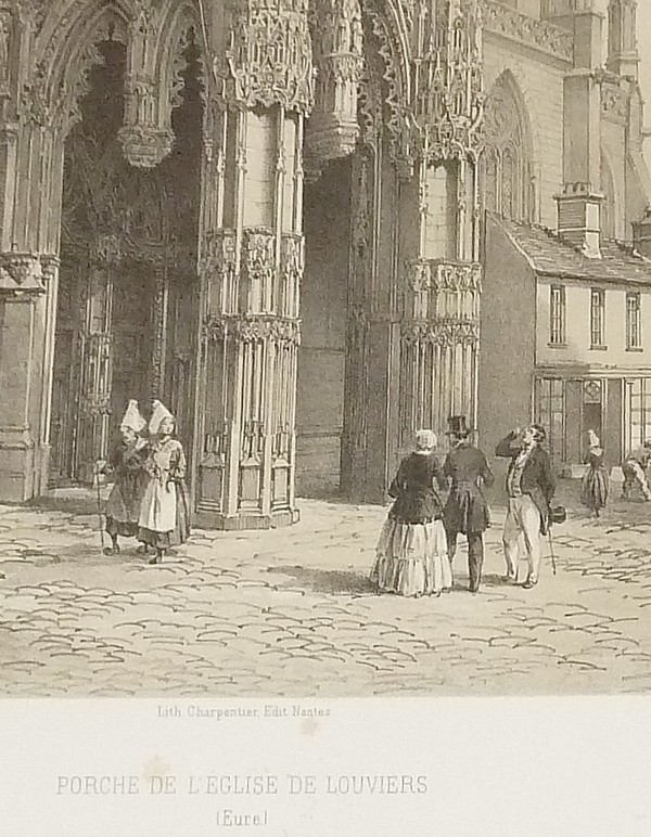 Porche de l'église de Louviers (Eure) (Lithographie)