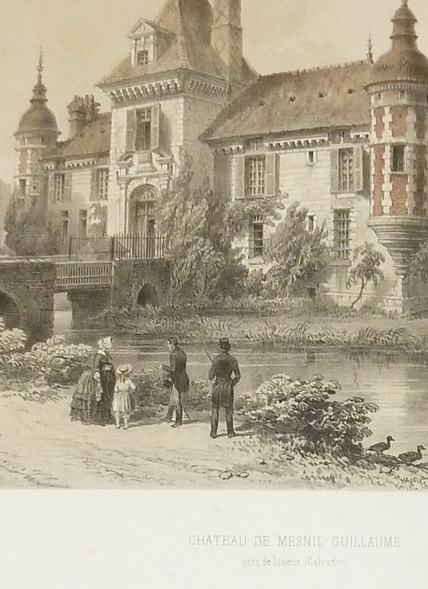 Château de Mesnil-Guillaume prés de Lisieux (Calvados) (Lithographie)