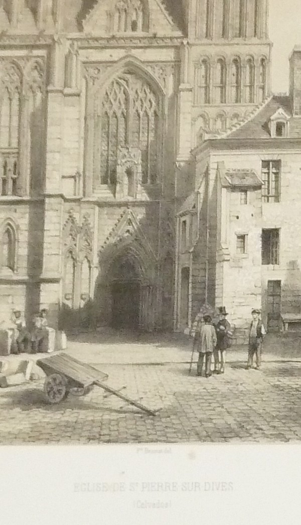 Église de St Pierre sur Dives (Calvados) (Lithographie)