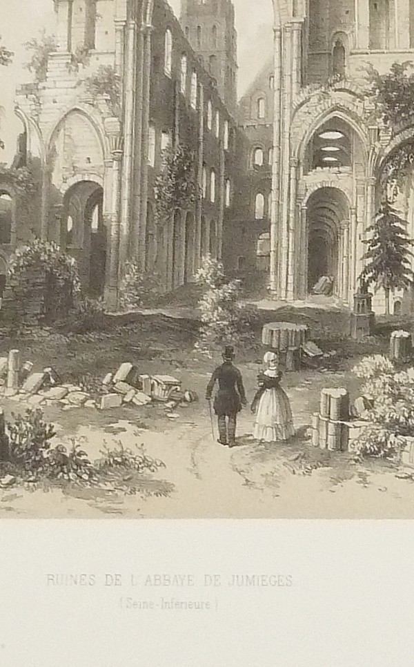 Ruines de l'Abbaye de Jumièges (Seine-Inférieure) (Lithographie)
