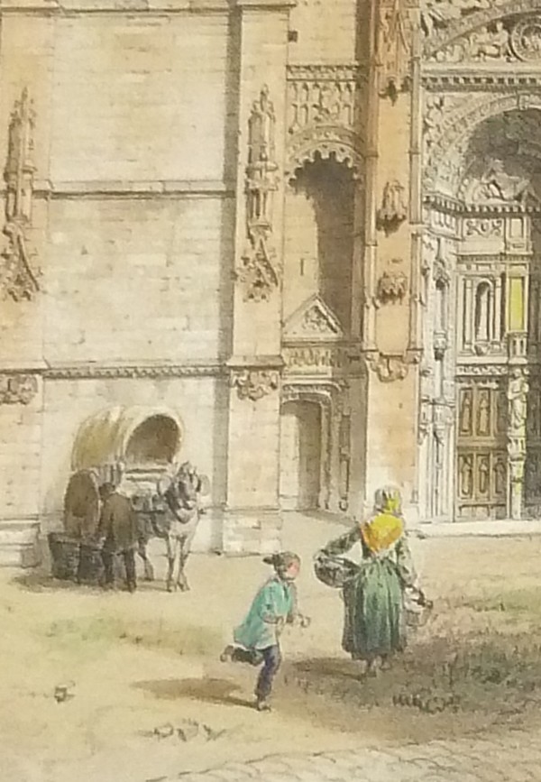 Église de Gisors (Eure) (Lithographie aquarellée)