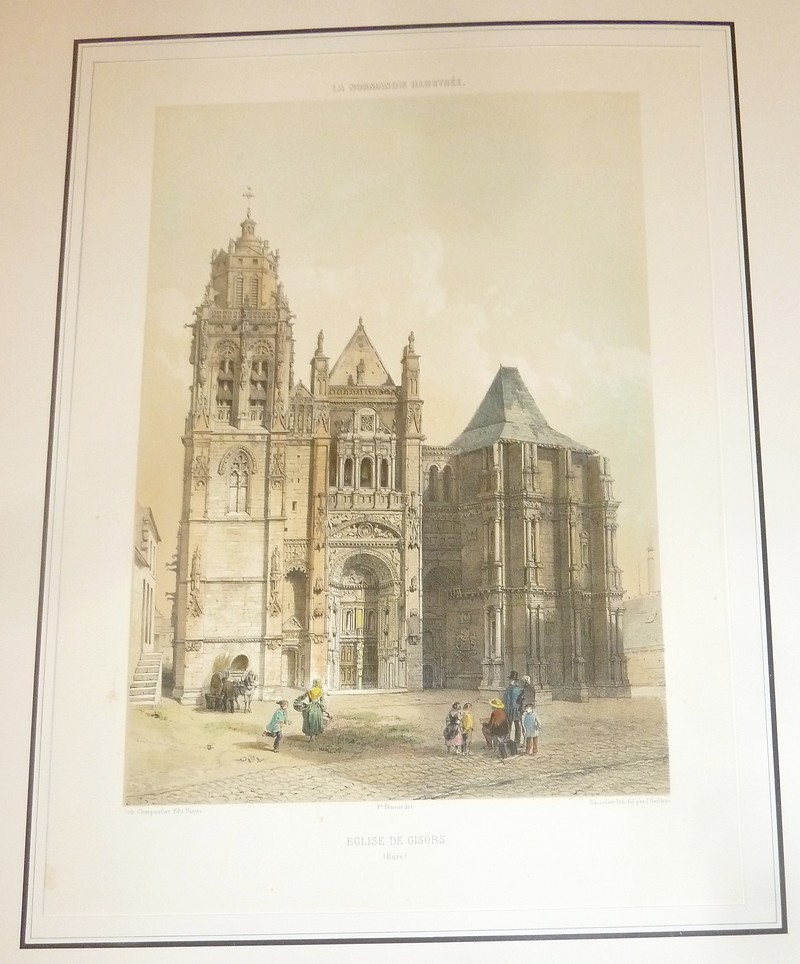 Église de Gisors (Eure) (Lithographie aquarellée)