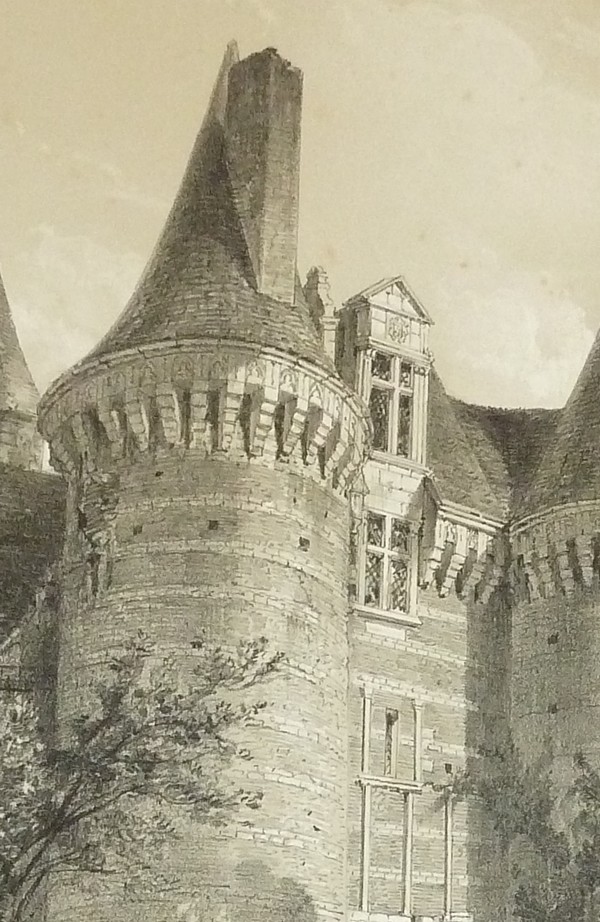 Porte du Château de Mortier-Crolle, commune de St Quentin, arrondissement de Chateau-Gontier (Mayenne) (Lithographie)
