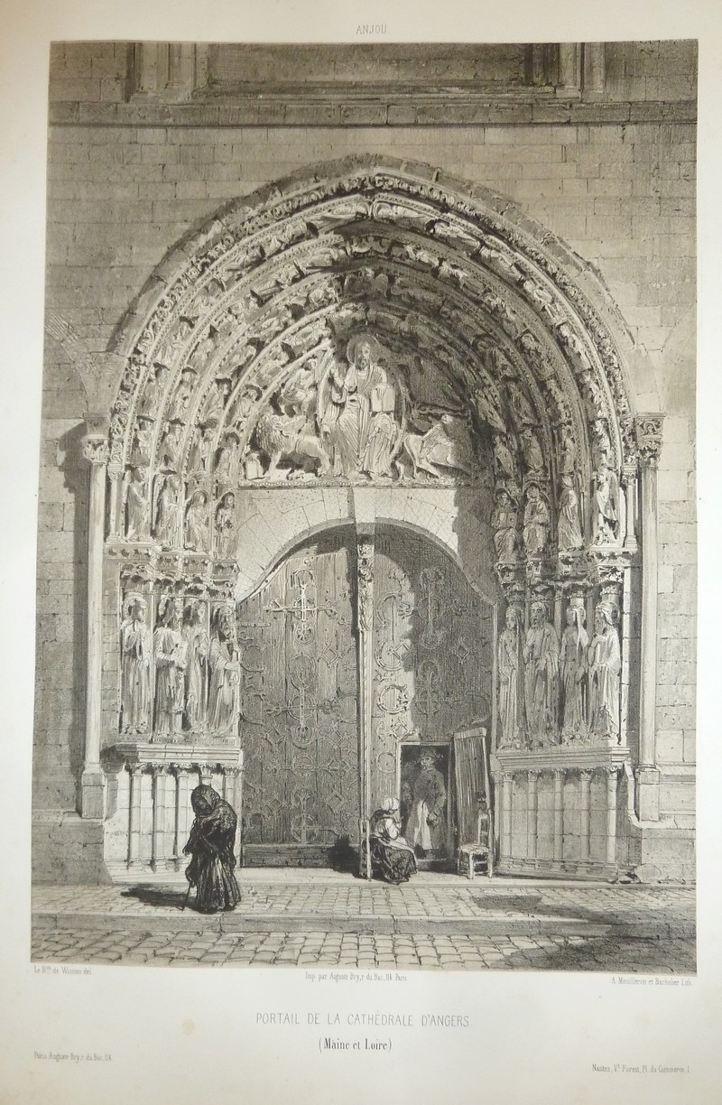 Portail de la Cathédrale d'Angers (Maine et Loire) (Lithographie)