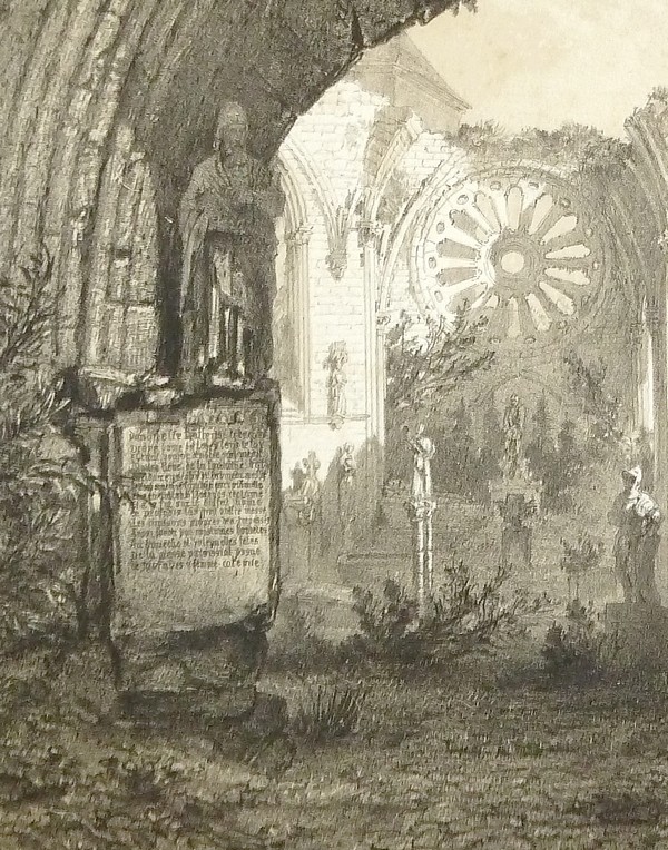 Ruines de l'église de Toussaint à Angers. Musée d'antiquités (Maine et Loire) (Lithographie)