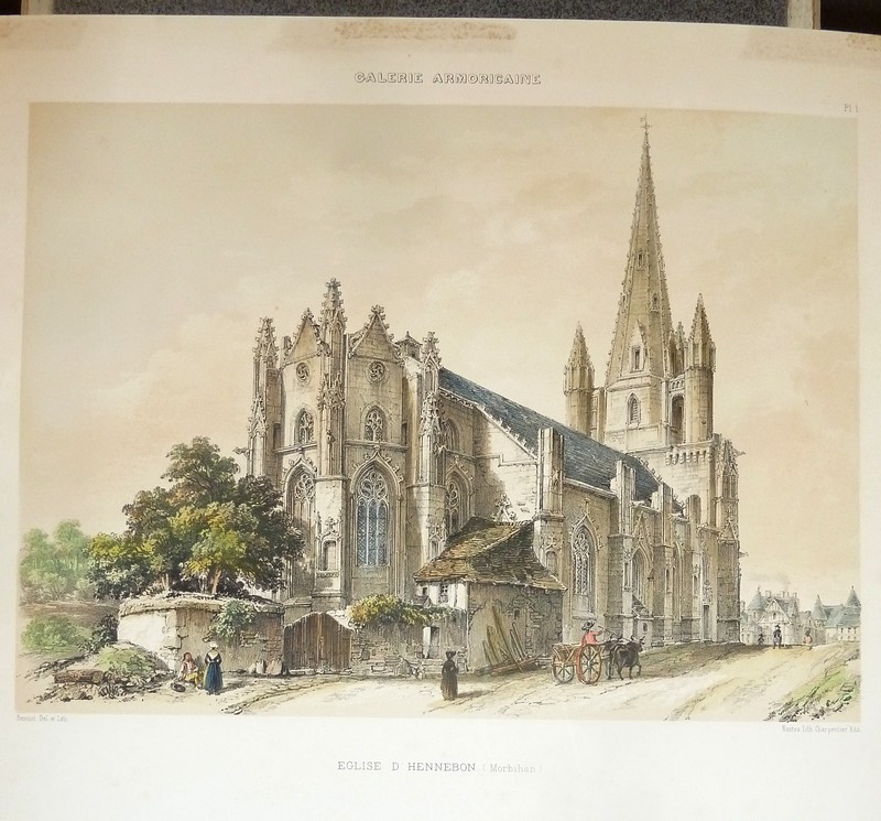 Église d'Hennebon (Morbihan) (Lithographie aquarellée)