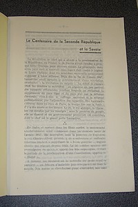 Le centenaire de la Seconde République et la Savoie