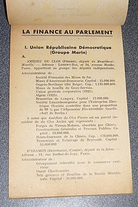 Les dossiers de l'agitateur, N° 5, avril 1932. La finance au parlement