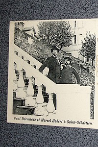 Carte postale de Paul Déroulède et Marcel Habert à Saint Sébastien. Avec texte manuscrit et datée de 1901