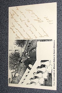 Carte postale de Paul Déroulède et Marcel Habert à Saint Sébastien. Avec texte manuscrit et datée de 1901