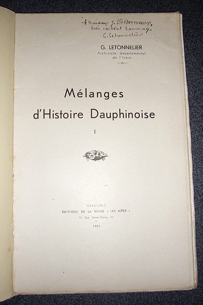 Mélanges d'histoire Dauphinoise I