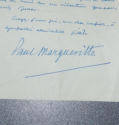 Lettre autographe signée concernant l'Académie Goncourt