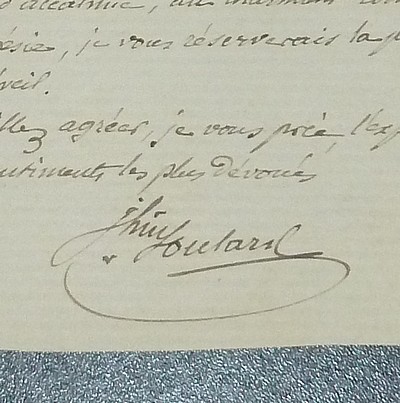 Lettre autographe signée, datée du 26 août 1883 à Lyon
