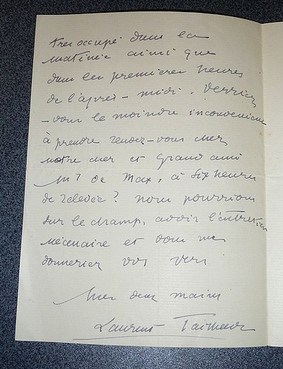 Lettre autographe signée, datée du 21 mars 1908
