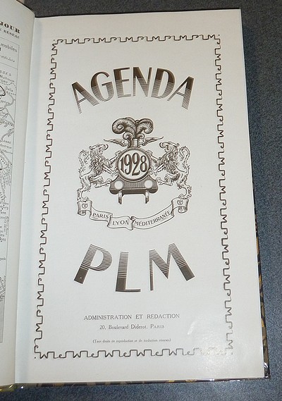Agenda PLM 1928. Chemins de fer Paris-Lyon-Méditerranée.