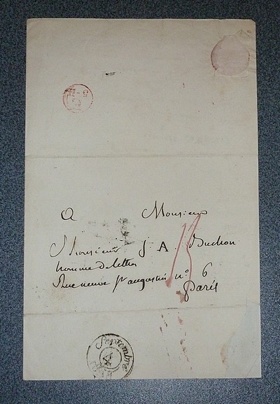 Lettre autographe signée de 1828, à l'entête de l'Institut Royal de France