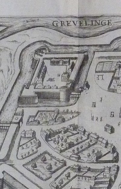 Gravelinga, VRBS maritima, olim portu amplissimo famosa. Grevelinge (carte de Gravelines, 1582)