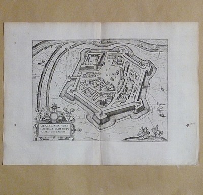 Gravelinga, VRBS maritima, olim portu amplissimo famosa. Grevelinge (carte de Gravelines, 1582)
