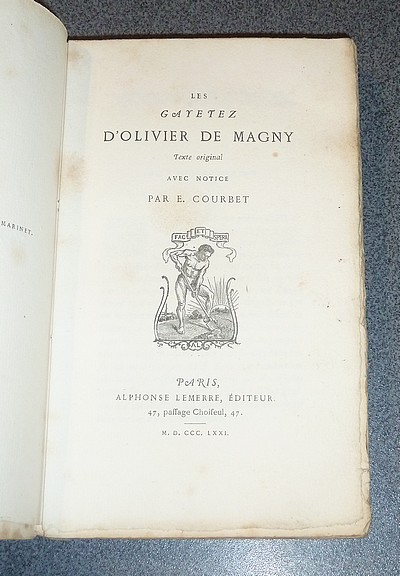Les Gayetez d'Olivier de Magny. Texte original