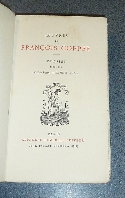 Poésies, 1886-1890. Arrière-Saison - Les Paroles sincères