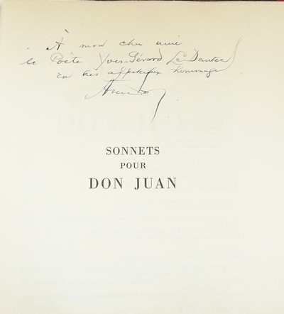 Sonnets pour Don Juan (avec 3 lettres signées de l'auteur & dédicace autographe)