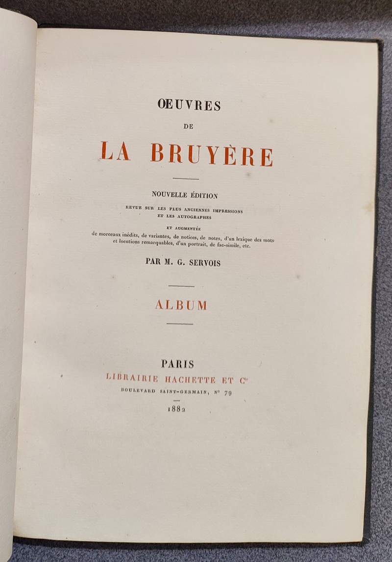 Album des oeuvres de La Bruyere (gravures, fac-similés, armes et blason..)