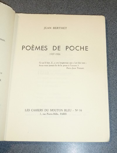 Poèmes de poche 1937-1956