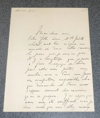 Lettre autographe signée par Jean Rameau