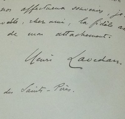 Lettre autographe signée de Henri Lavedan