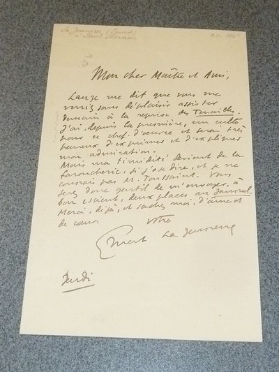 Lettre autographe signée d'Ernest La Jeunesse