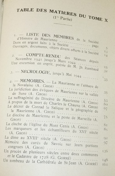 Société d'Histoire et d'Archéologie de Maurienne - Tome X, Première partie, 1945