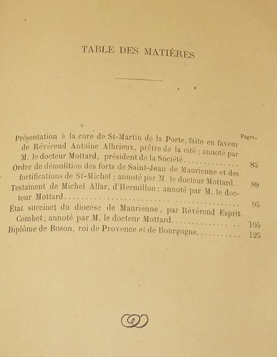 Société d'Histoire et d'Archéologie de Maurienne - Première Série, 3e volume, Deuxième Bulletin, 1874