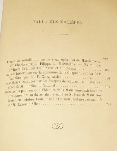 Société d'Histoire et d'Archéologie de Maurienne - Première Série, 2e volume, Troisième Bulletin, 1868