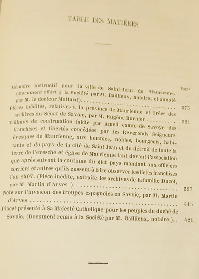 Société d'Histoire et d'Archéologie de Maurienne - Première Série, 1er volume, 5e Bulletin, 1866