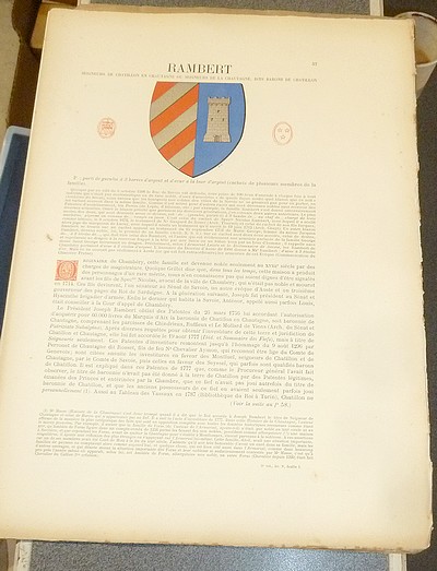 Armorial et Nobiliaire de l'Ancien Duché de Savoie (Tome V - livraison 5)