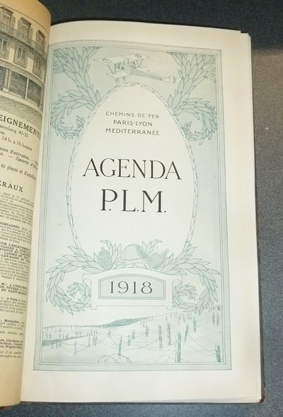 Agenda PLM 1918. Chemins de fer Paris-Lyon-Méditerranée (bien complet du supplément des 12 cartes postales)