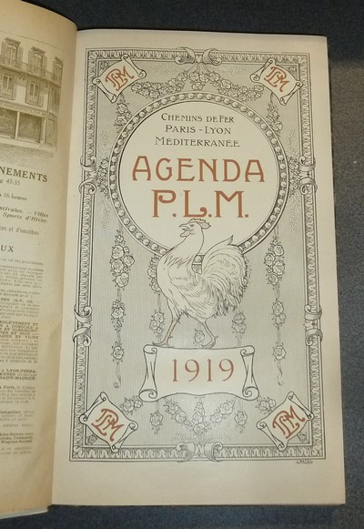 Agenda PLM 1919. Chemins de fer Paris-Lyon-Méditerranée (bien complet du supplément des 12 cartes postales)