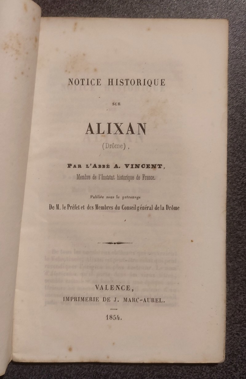 Notice historique sur Alixan (Drôme)
