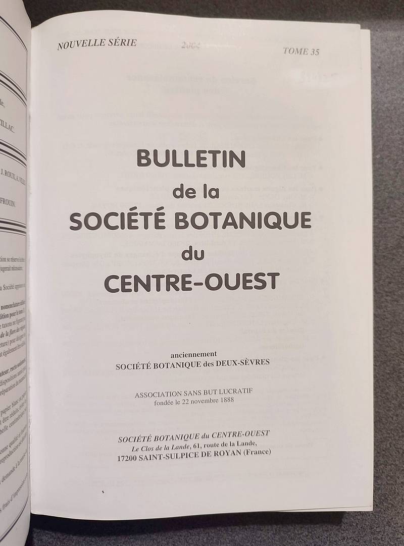 Bulletin de la société botanique du Centre-ouest, Tome 35 - 2004