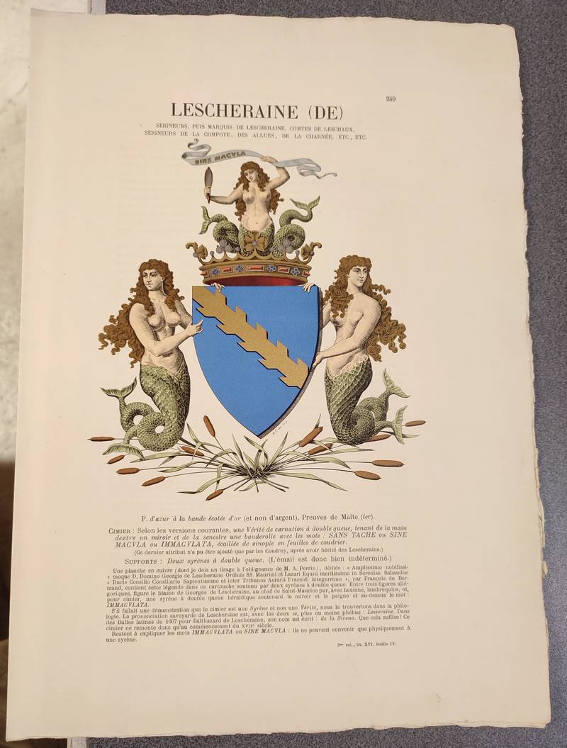 Armorial et Nobiliaire de l'Ancien Duché de Savoie (Tome III - livraison 16)