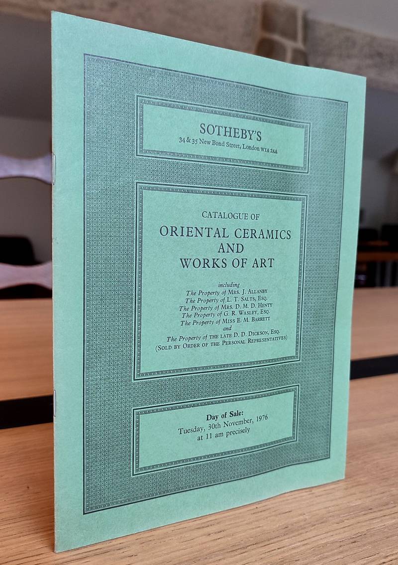 Sotheby's. Catalogue of oriental ceramics and works of art. Thuesday 30 th november 1976