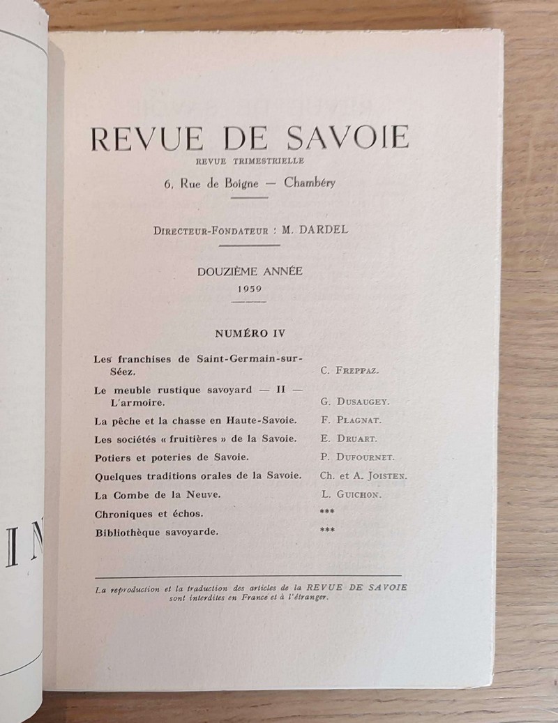 44 - Revue de Savoie n° 4, 4ème trimestre 1959