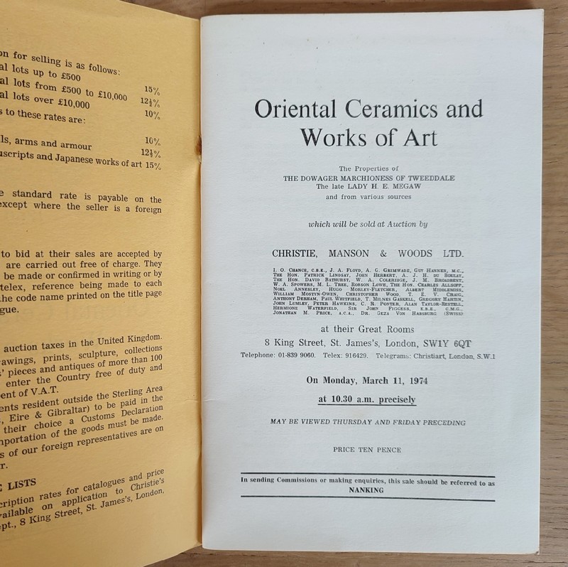Oriental ceramics and works of art. Christie's, on March 11, 1974