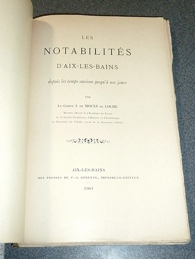 Les Notabilités d'Aix-les-Bains depuis les temps anciens jusqu'à nos jours