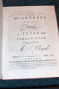 Six quartets for two violins a Tenor and vioncello. Suivi de : Six quatuors concertants à deux violons alto et basse dédiées à Monsieur Haydn par son élève Igna. Pleyel
